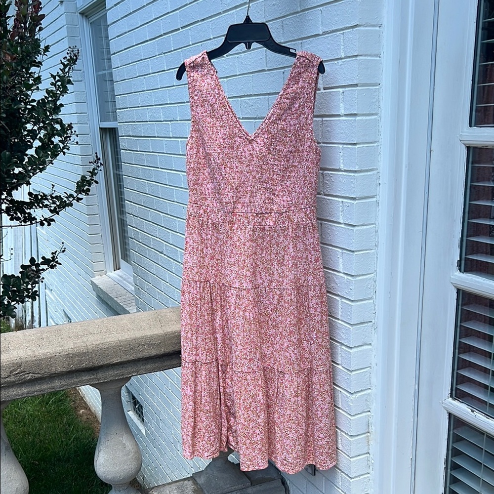 Wonderly Pink and White Sleeveless Midi Sundress